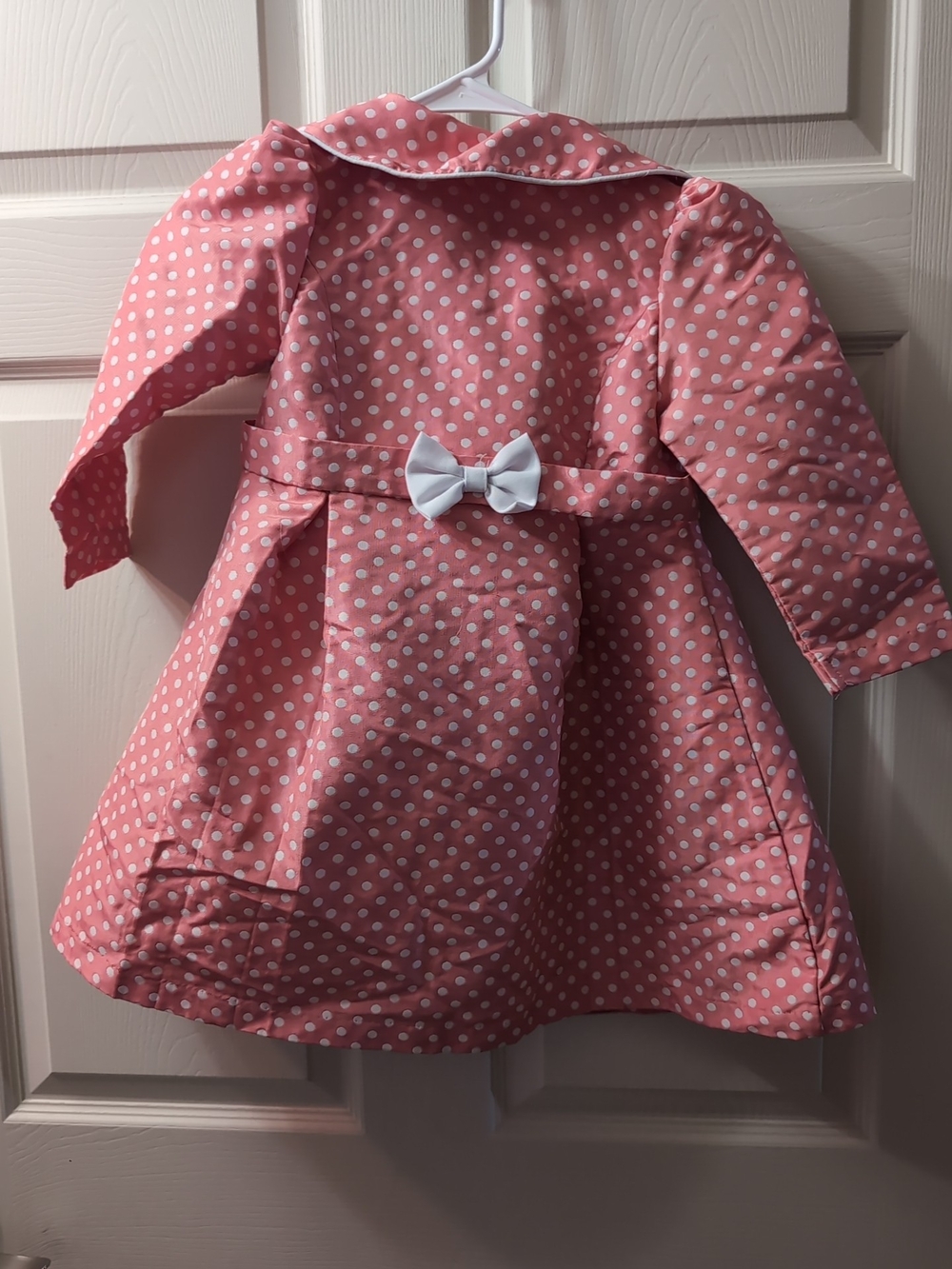 Bonnie Jean Pink Polka Dot Raincoat with White Dots - Picture 7 of 8